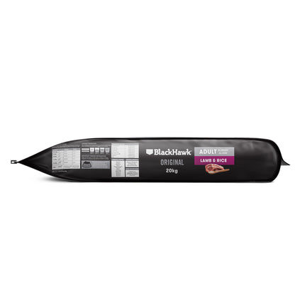 Black Hawk Lamb & Rice 20kg bag, side view