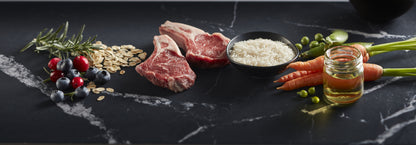 Lamb, rice, oats, blueberries and other Black Hawk ingredients