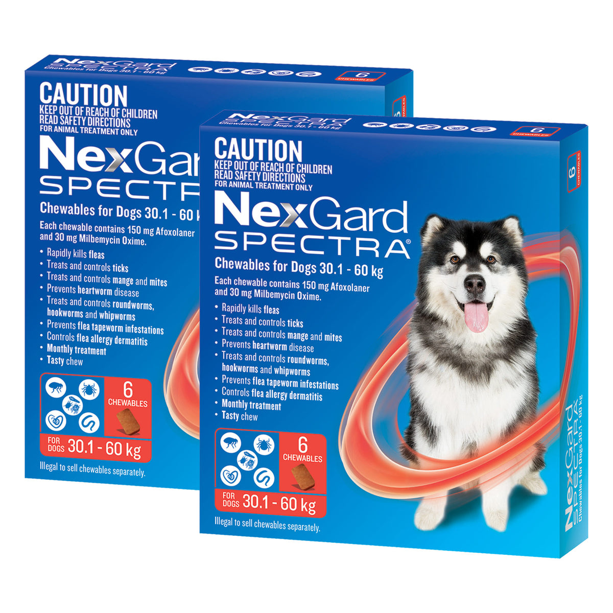 NexGard Spectra red 30.1–60kg 12 pack (two boxes of six)